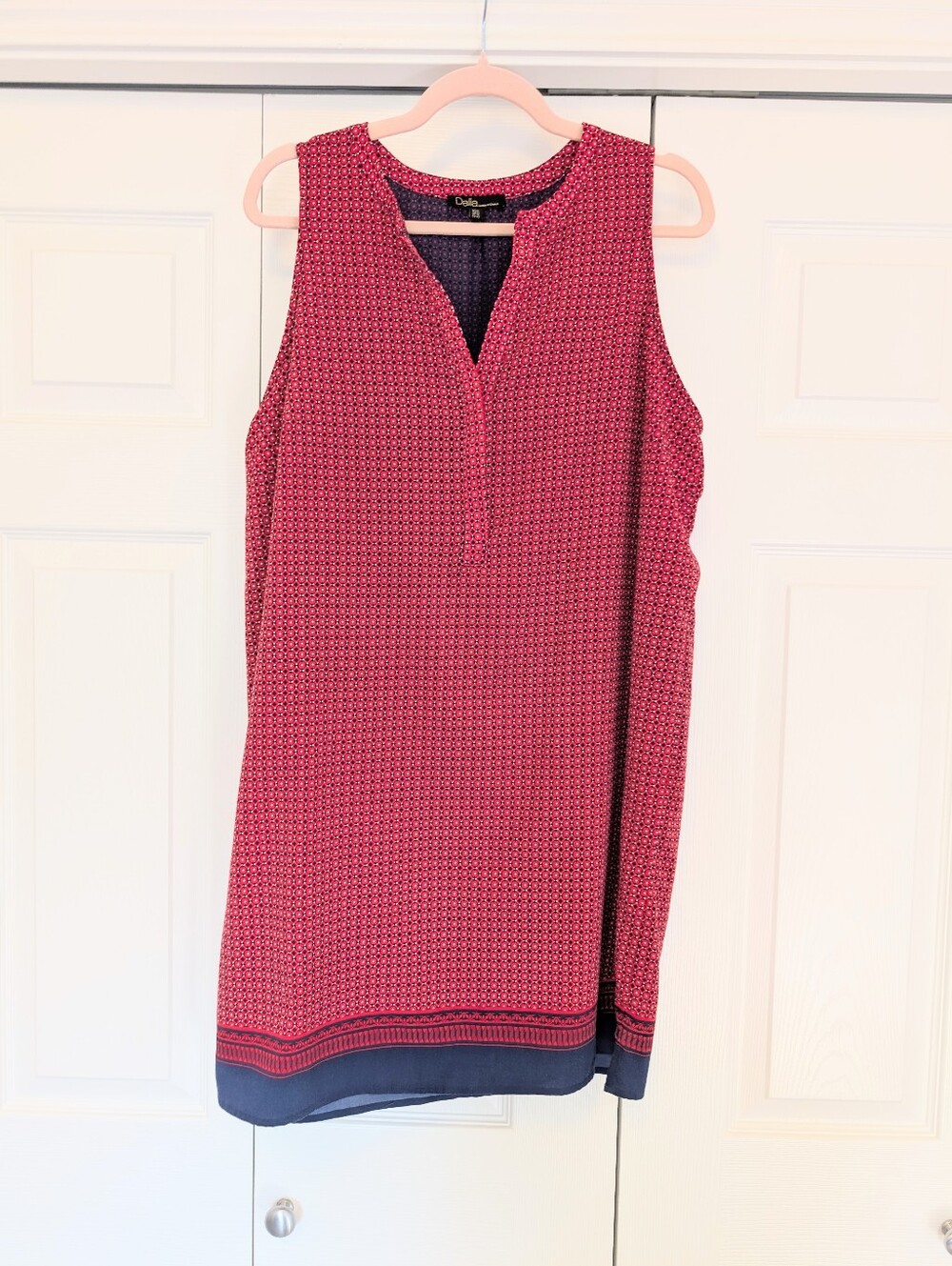Dalia Red And Blue Mixed Pattern Sleeveless Shift Dress Sz 12